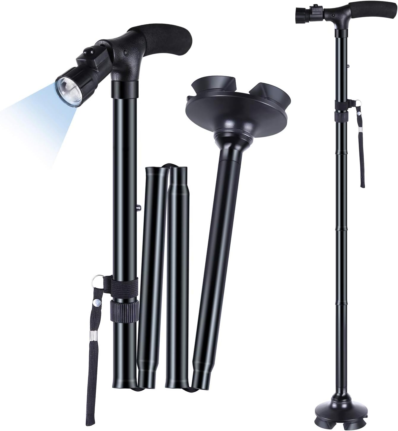 Foldable Walking Cane with LED Light